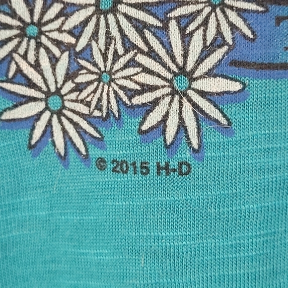 Harley Davidson turquoise blue graphic baseball long sleeve tshirt - Picture 3 of 8